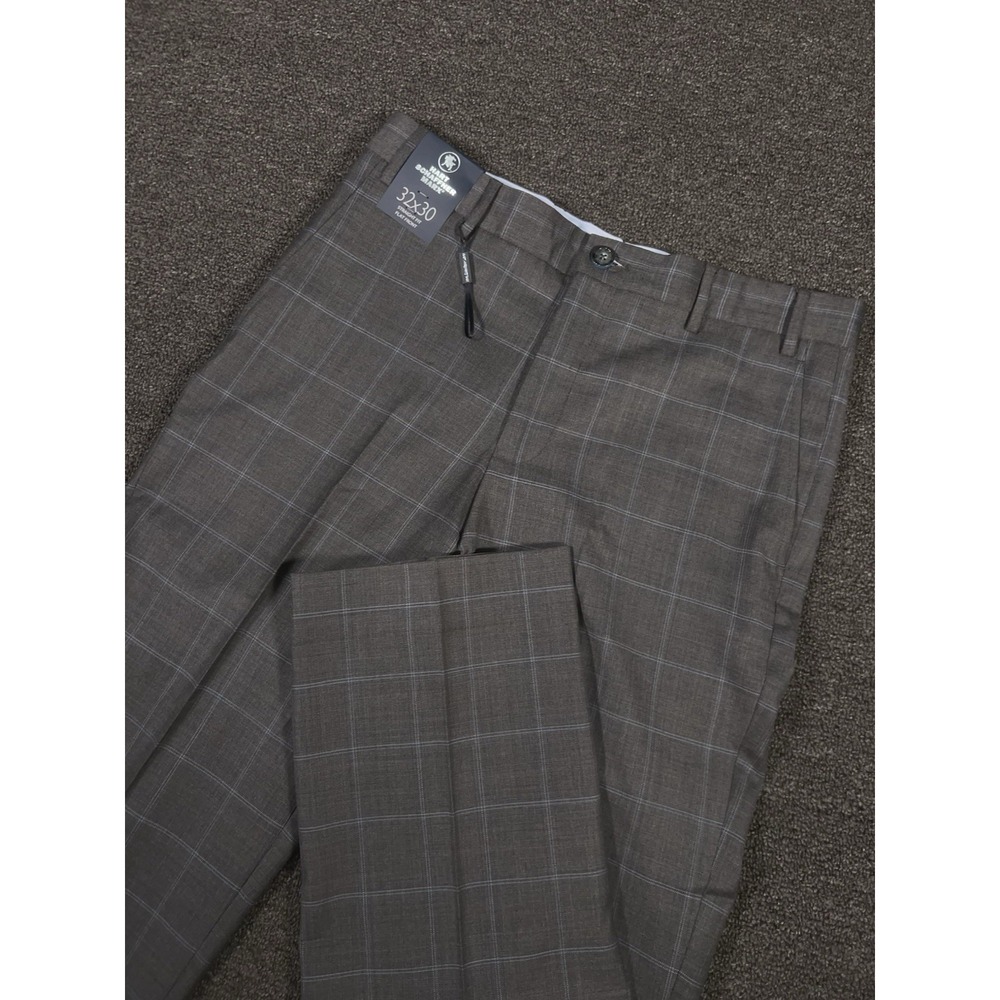 New Hart Schaffner Marx Dress Pants Men's 32x30 Gray Windowpane Check Wool